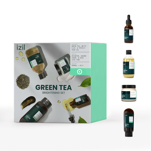 izil offers 15% on the green tea set that lightens and unifies skin tone